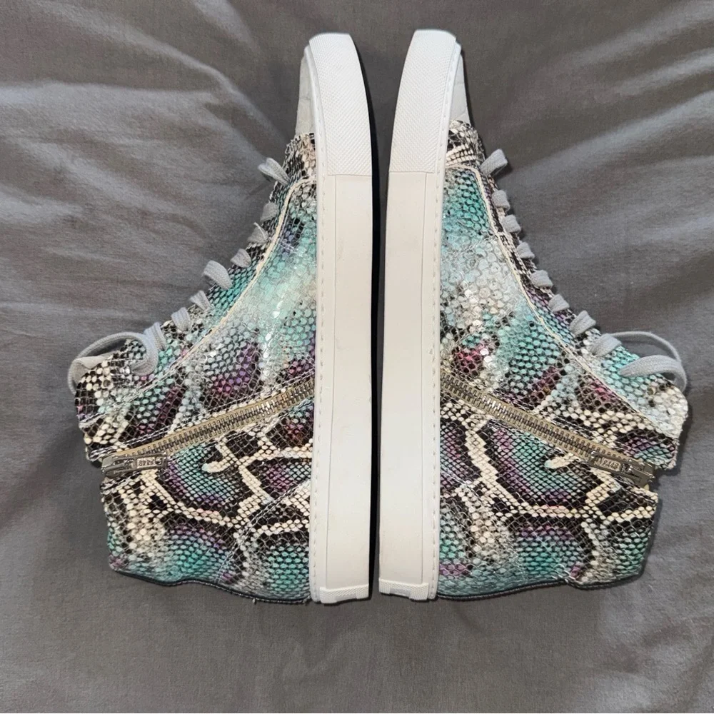 P448 High-Top Sneakers Leather Snakeprint 9 P-448 Italy shoes